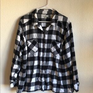 Croft & Barrow Black and White Plaid  Shirt